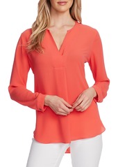 Vince Camuto Texture Split Neck Blouse in Melon at Nordstrom