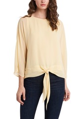 Vince Camuto Tie Front Chiffon Blouse in Misted Yellow at Nordstrom
