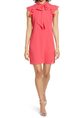 Vince Camuto Tie Neck Chiffon Shift Dress in Coral at Nordstrom