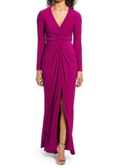 Vince Camuto Twist Front Long Sleeve Gown in Magenta at Nordstrom