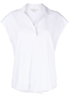 Vince cap-sleeve linen-blend polo shirt