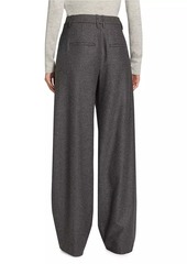 Vince Check Wool-Blend Wide Leg Pants