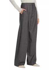 Vince Check Wool-Blend Wide Leg Pants