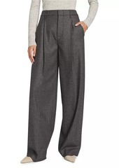 Vince Check Wool-Blend Wide Leg Pants