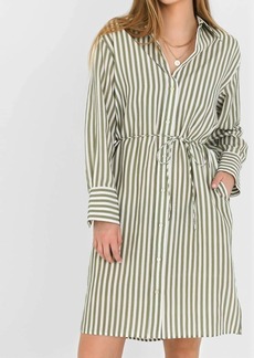 Vince Coastal Stripe Short Shirt Dress In Sea Fern/optic