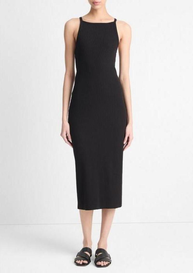 Vince Cotton-Blend Ribbed High-Neck Tank Dress