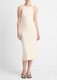 Vince Cotton-Blend Ribbed High-Neck Tank Dress