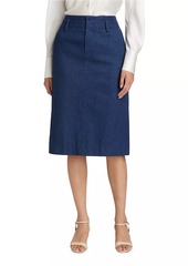 Vince Cotton Denim Pencil Midi-Skirt