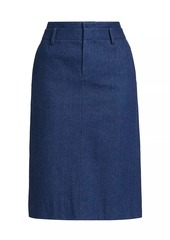 Vince Cotton Denim Pencil Midi-Skirt