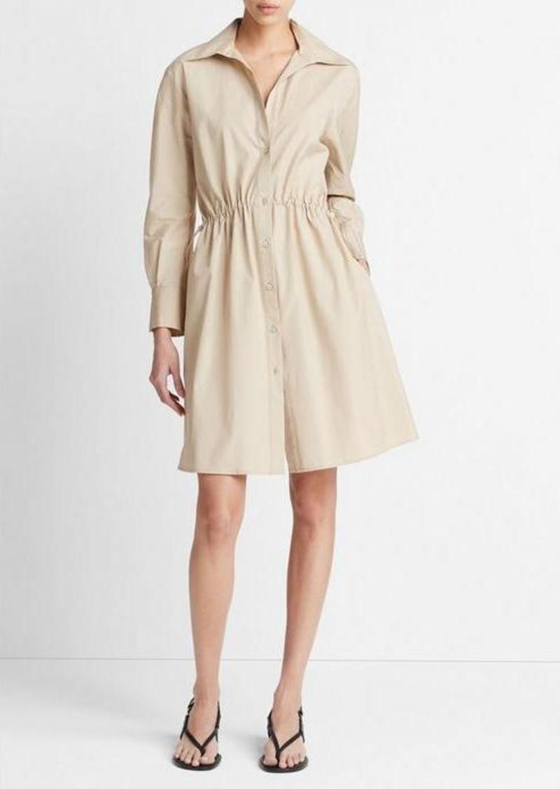 Vince Cotton Drawcord Ruched Shirt Dress