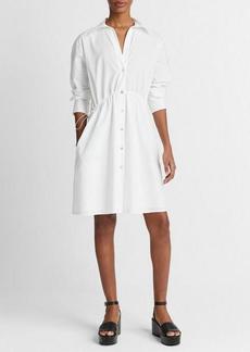 Vince Cotton Drawcord Ruched Shirt Dress
