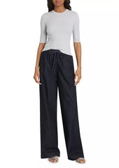 Vince Cotton Drawstring Wide-Leg Pants