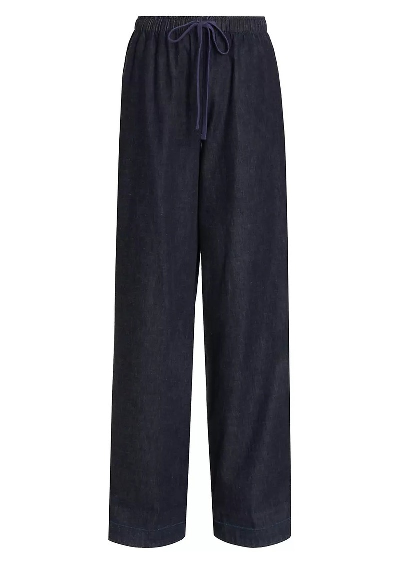 Vince Cotton Drawstring Wide-Leg Pants