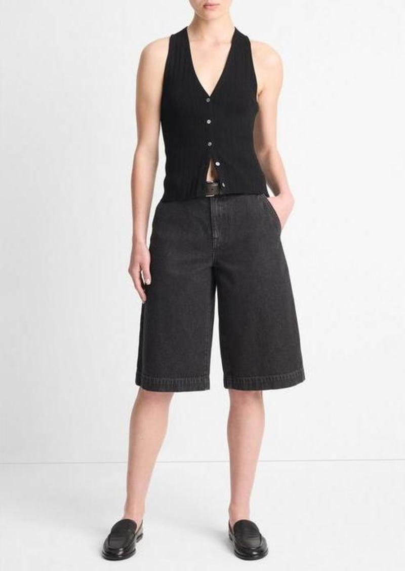 Vince Cotton Mid-Rise Longline Short