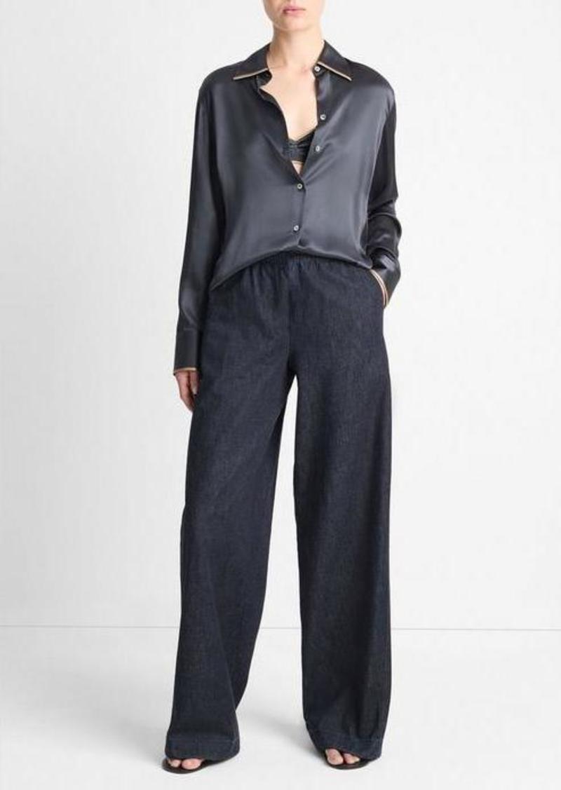 Vince Cotton Mid-Rise Wide-Leg Pant