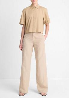 Vince Cotton Short-Sleeve Cropped Shirt