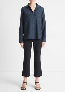 Vince Cotton-Silk Utility Long-Sleeve Shirt