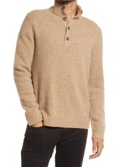 Crafted by Vince Donegal Button Mock Neck Sweater in New Camel at Nordstrom