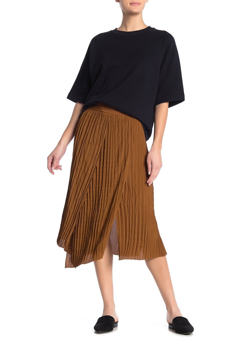 Crinkle Pleated Pull-On Skirt
