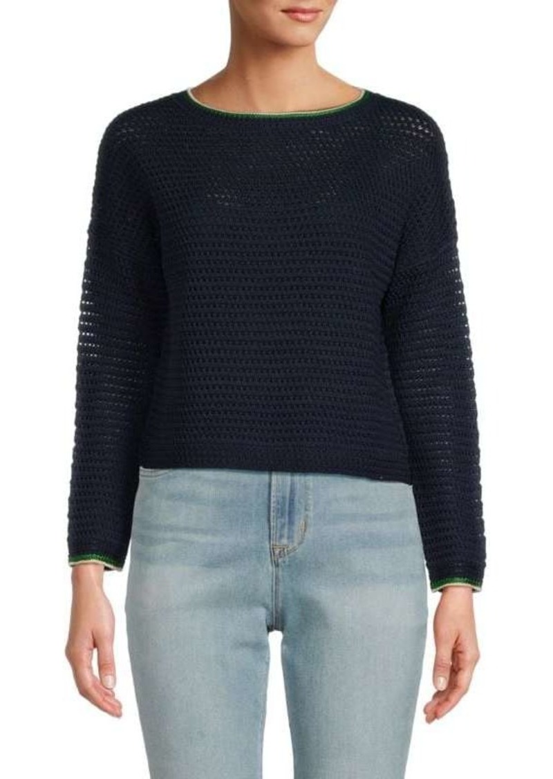 Vince Crochet Contrast Tipped Sweater