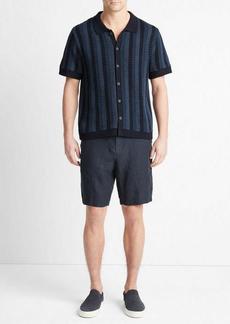 Vince Crochet Stripe Short-Sleeve Button-Front Shirt