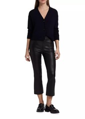 Vince Cropped Leather Boot-Cut Pants