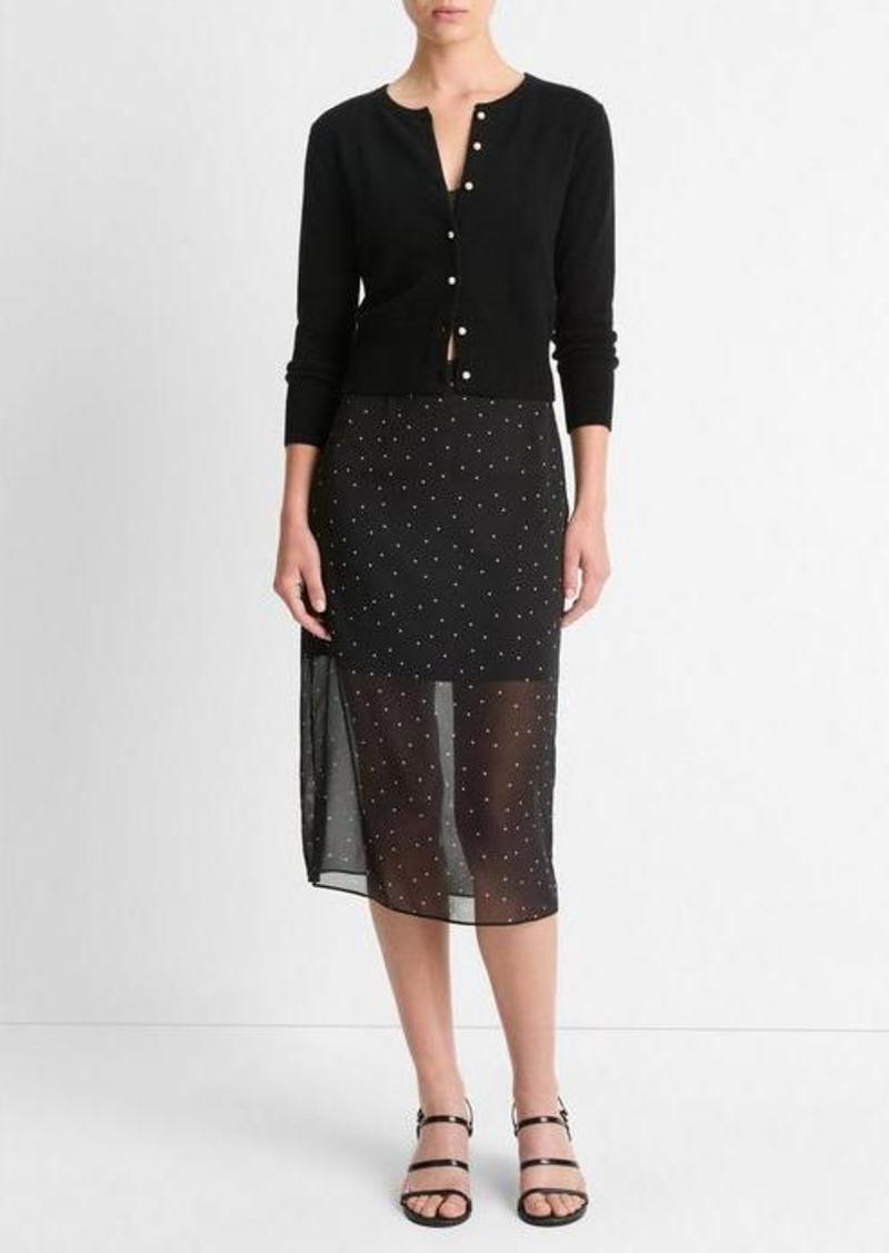 Vince Dot-Print Sheer Stretch-Silk Overlay Skirt