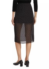 Vince Dot Sheer Silk-Blend Midi-Skirt