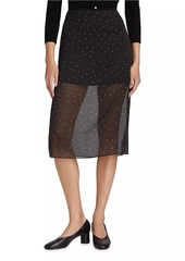 Vince Dot Sheer Silk-Blend Midi-Skirt