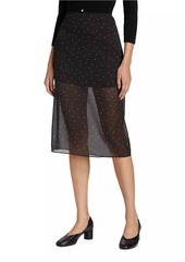 Vince Dot Sheer Silk-Blend Midi-Skirt