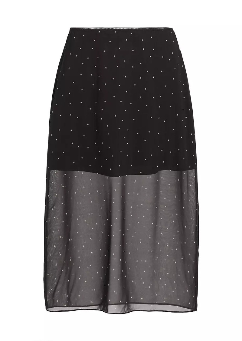 Vince Dot Sheer Silk-Blend Midi-Skirt