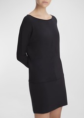 Vince Draped Long-Sleeve Wide-Neck Top