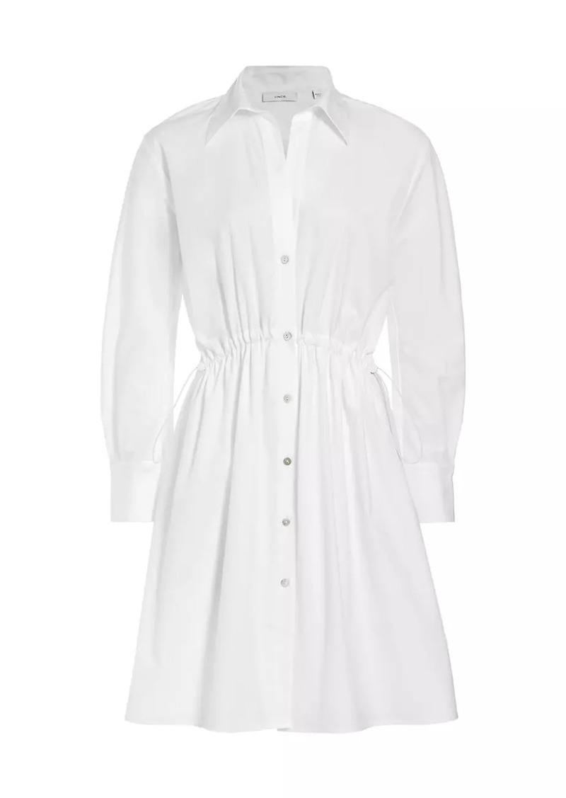 Vince Drawstring Ruched Mini Shirtdress