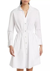 Vince Drawstring Ruched Mini Shirtdress