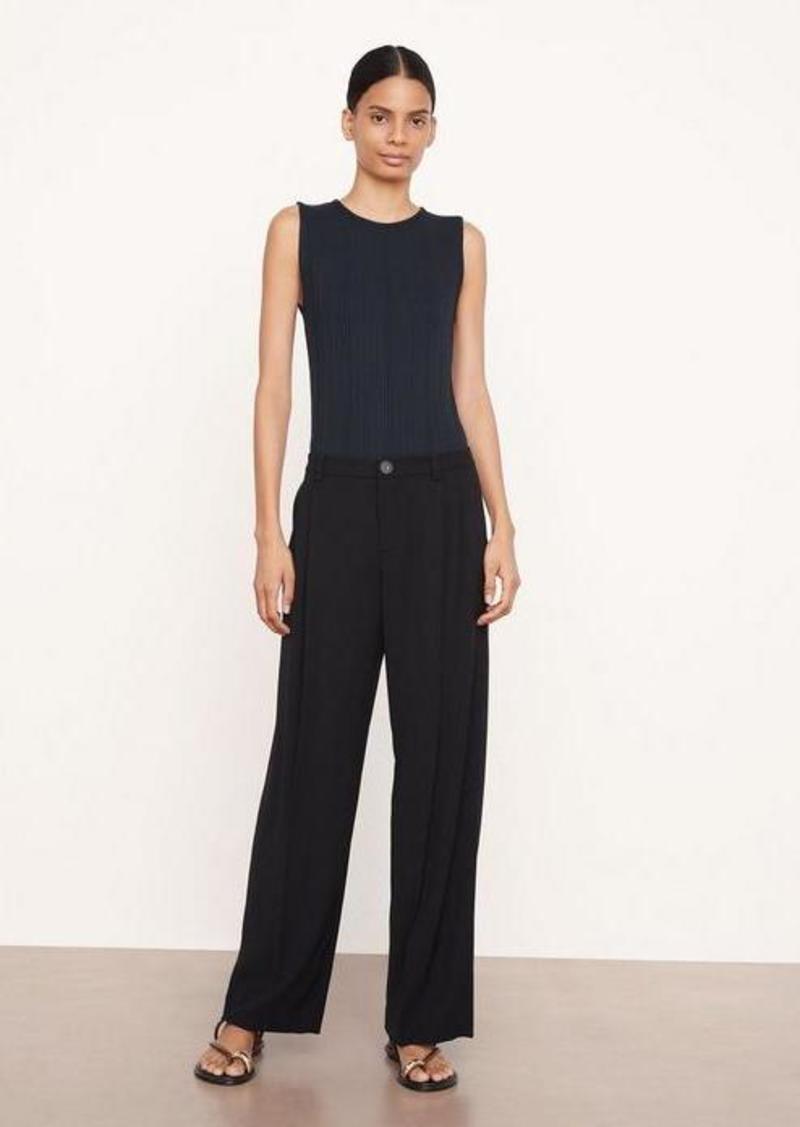 Vince Drop-Waist Pleated Crepe Trouser