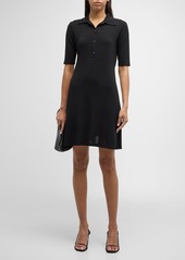 Vince Elbow-Sleeve Mini Polo Dress