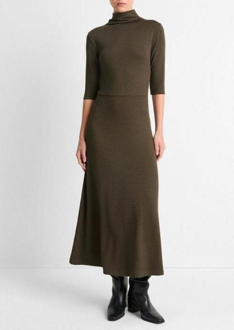 Vince Elbow-Sleeve Turtleneck Dress