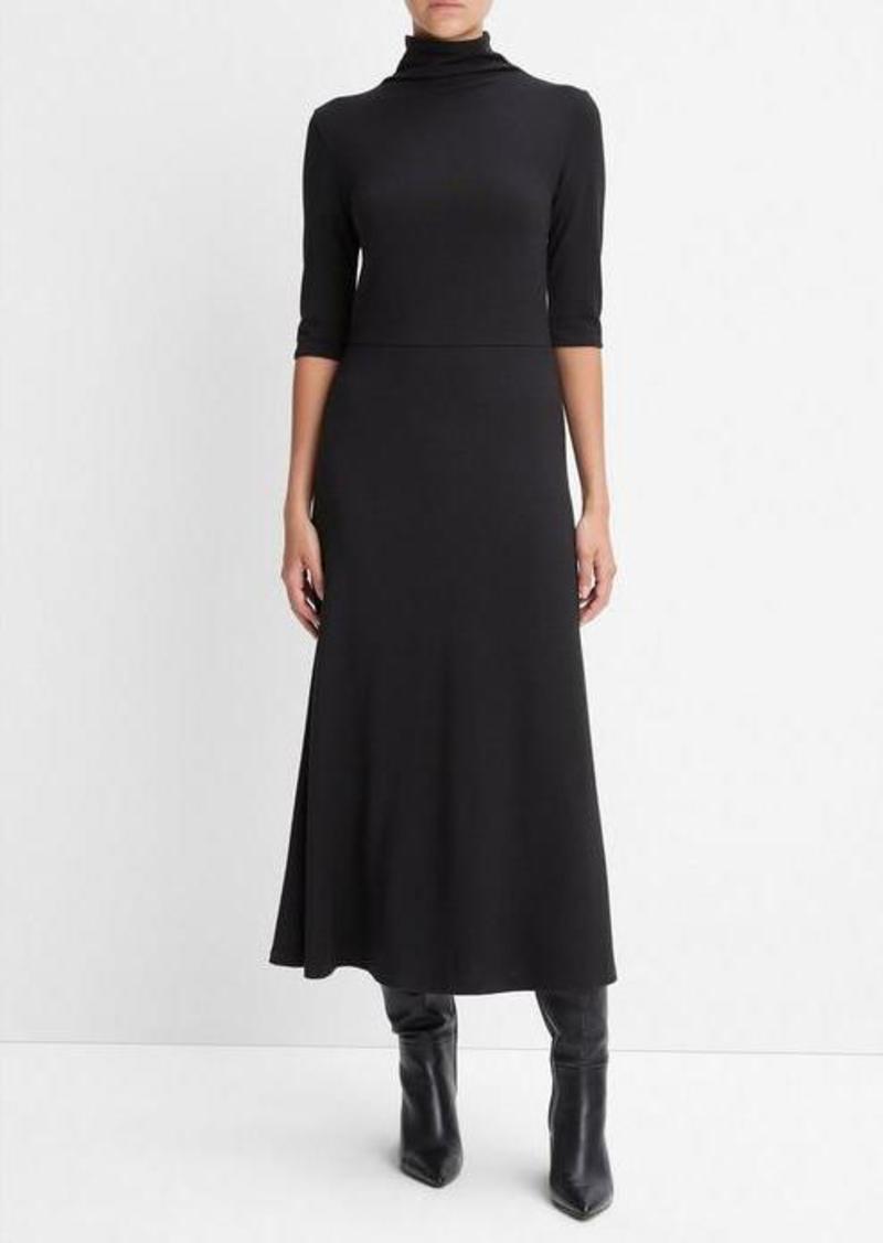 Vince Elbow-Sleeve Turtleneck Dress