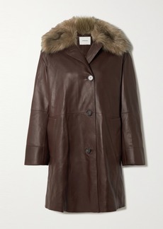 Vince Faux Fur-trimmed Leather Coat
