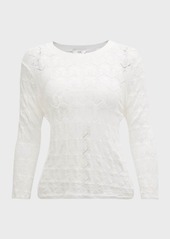 Vince Fine Lace 3/4-Sleeve Crewneck Top