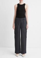 Vince Flannel Wide-Leg Cargo Pant