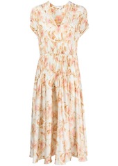 Vince floral-print plissé dress