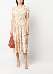 Vince floral-print plissé dress