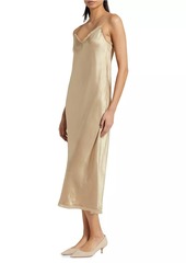 Vince Frayed Satin Bias-Cut Slipdress