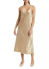 Vince Frayed Satin Bias-Cut Slipdress