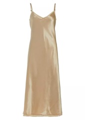 Vince Frayed Satin Bias-Cut Slipdress