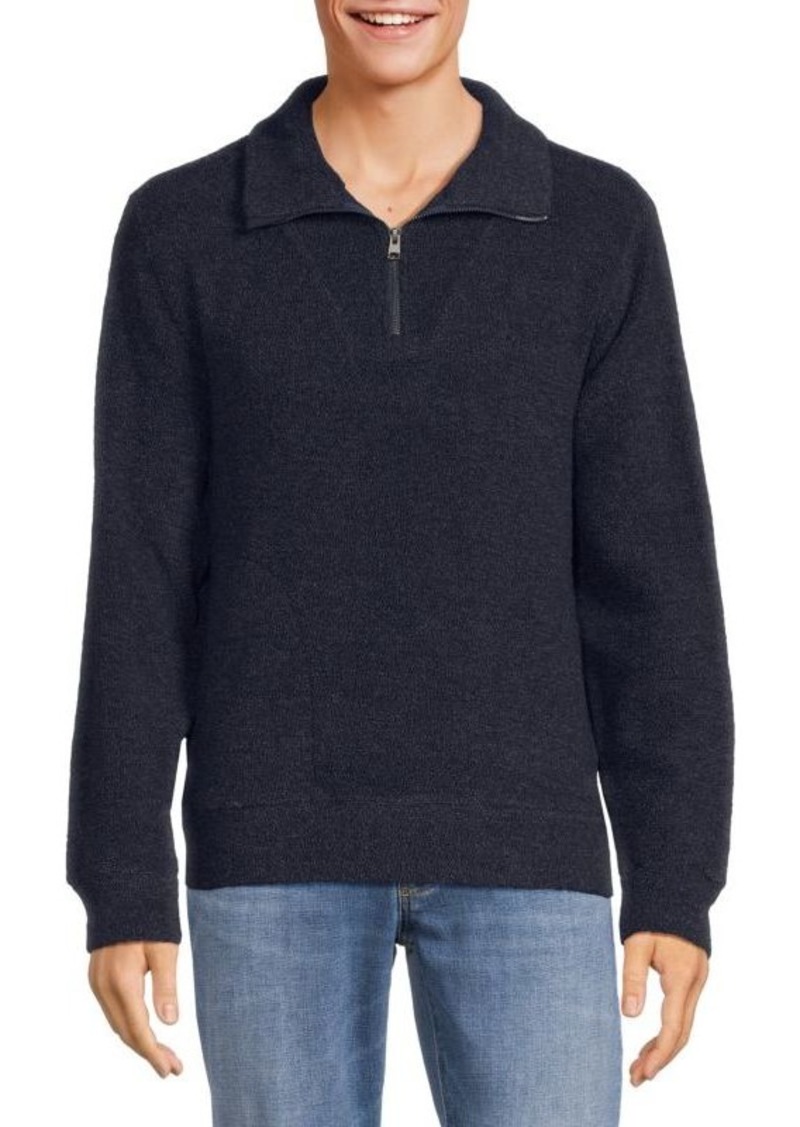 Vince French Terry Virgin Wool Blend Zip Up Pullover