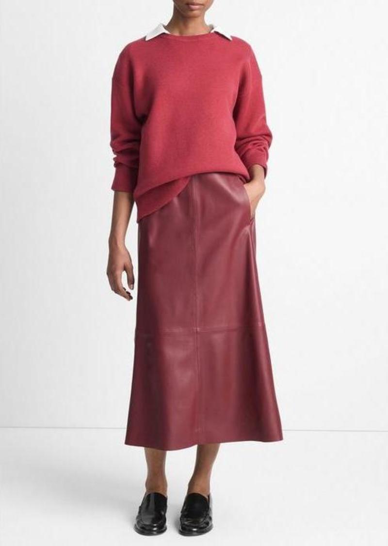 Vince Gathered Leather Mid-Rise Skirt