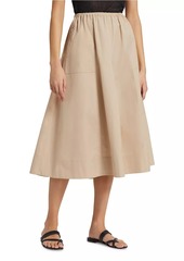 Vince Gathered Utility Cotton Poplin Midi-Skirt