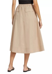 Vince Gathered Utility Cotton Poplin Midi-Skirt